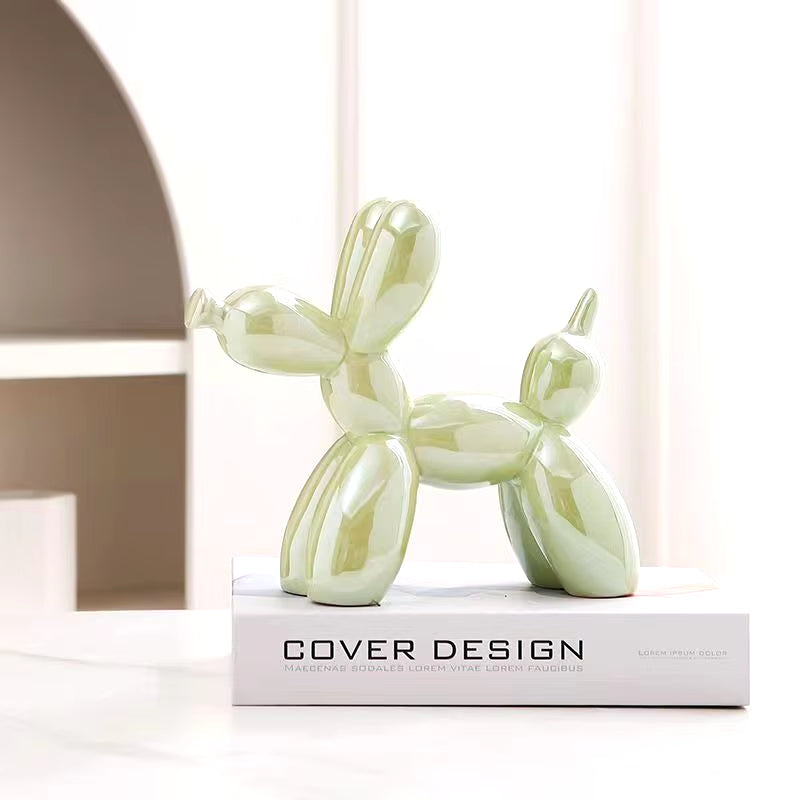 11Cm Mini Ceramic Balloon Dog Abstract Ornament Creative Sculpture Study Room Statue Home Office Accessories Festival Decoration