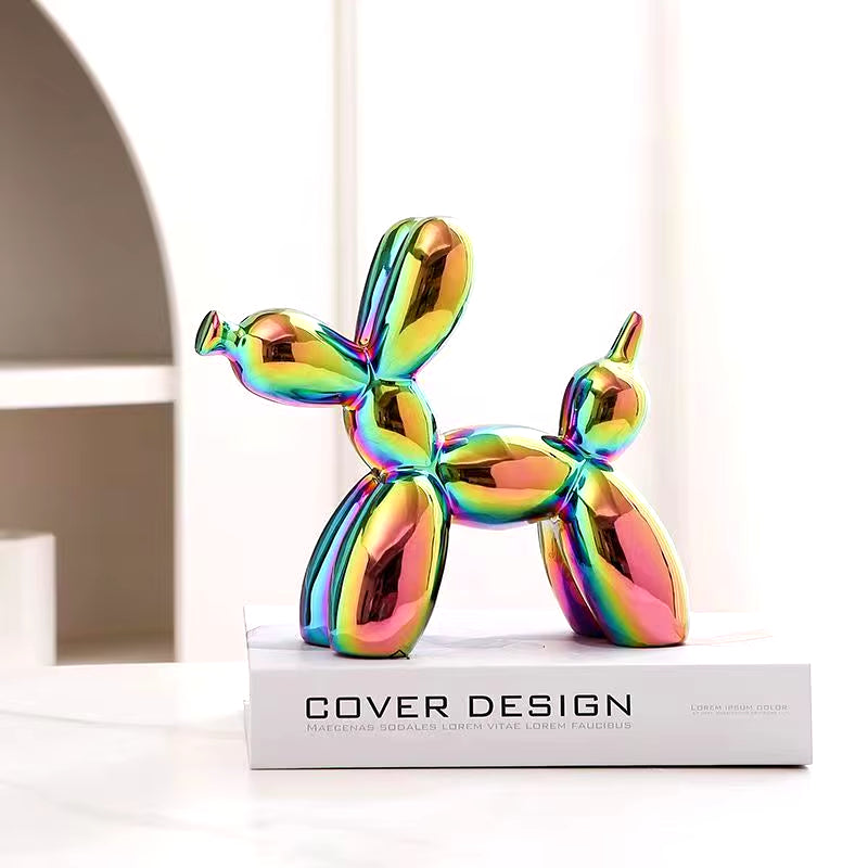 11Cm Mini Ceramic Balloon Dog Abstract Ornament Creative Sculpture Study Room Statue Home Office Accessories Festival Decoration